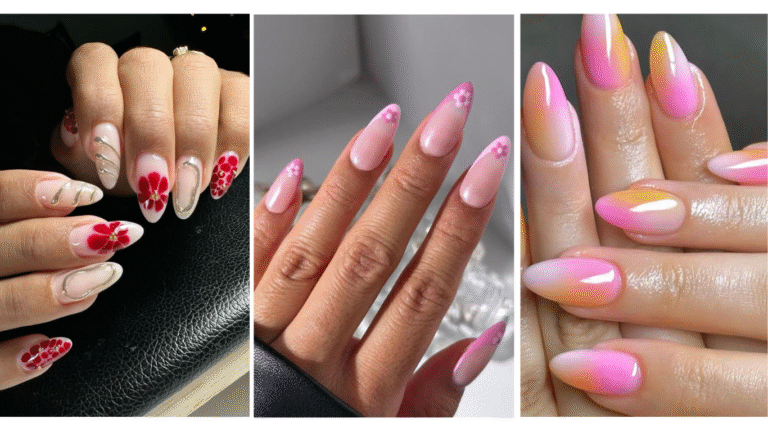 Beautiful almond nails featuring soft pastel colors and a flattering almond shape, perfect for a chic, feminine look