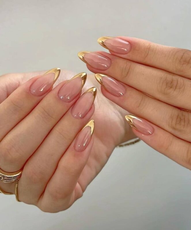 Chrome French Tip Nails