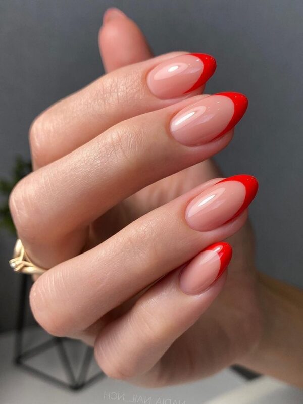 French Tip Red Nails