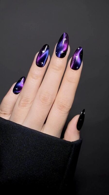 Galaxy-Inspired Cat Eye Nails