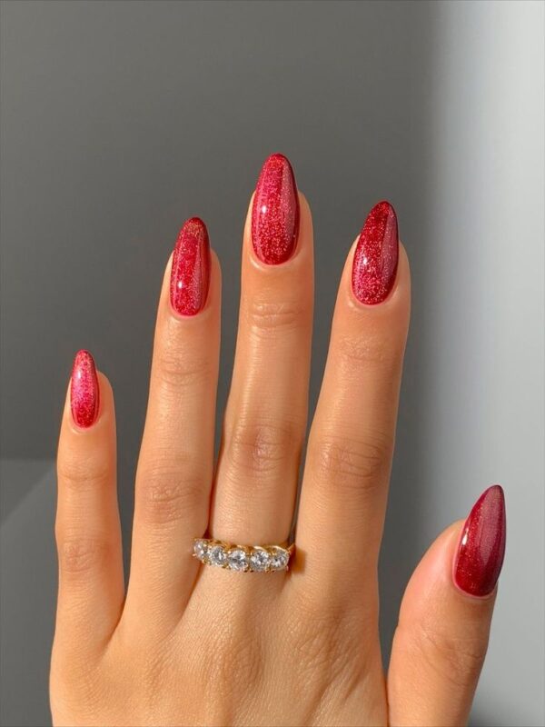 red Glitter Nails