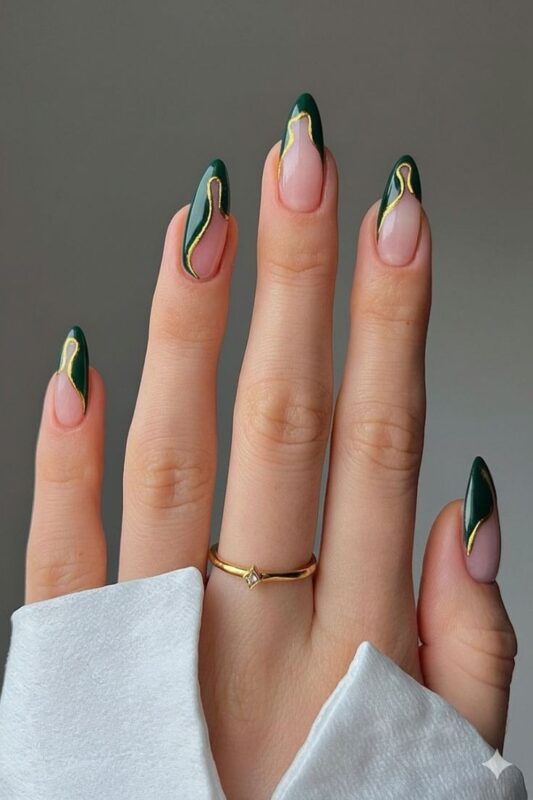 Green and Gold Nails