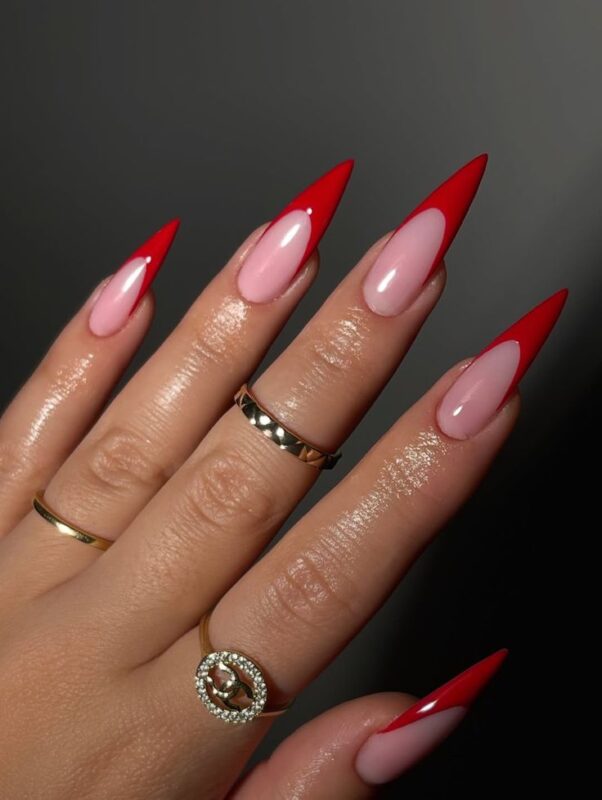 Long Stiletto Red Nails 