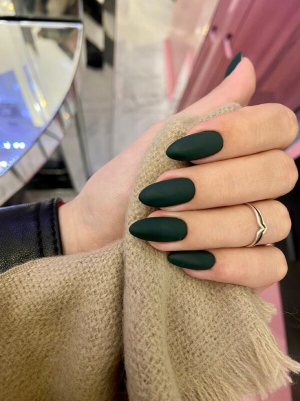 Matte Forest Green Nails