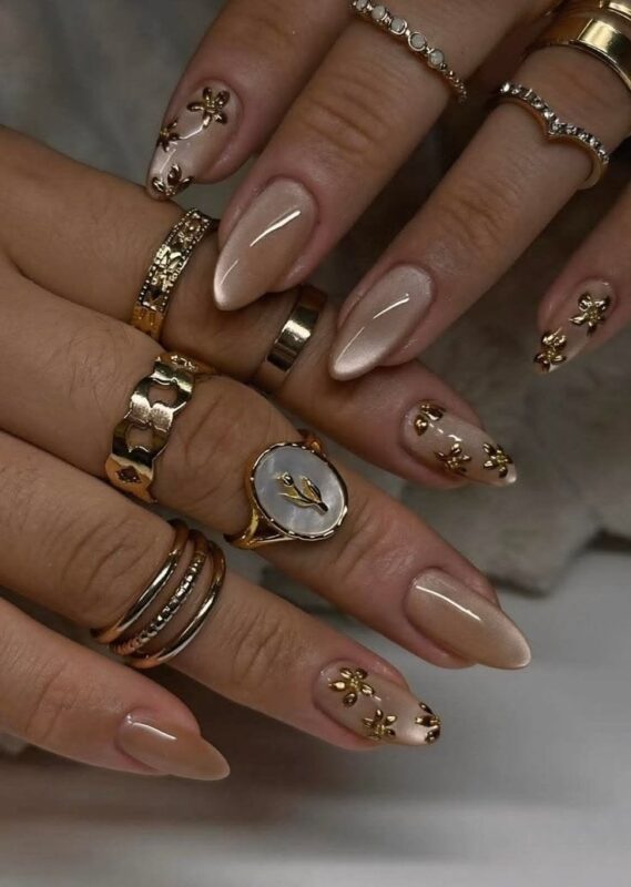 Nude and Gold Accents