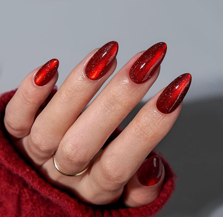 Ruby Red Cat Eye Nails