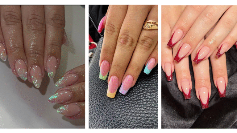 Fresh and elegant spring French tip nails featuring soft pastel colors and a clean, classic French tip design.