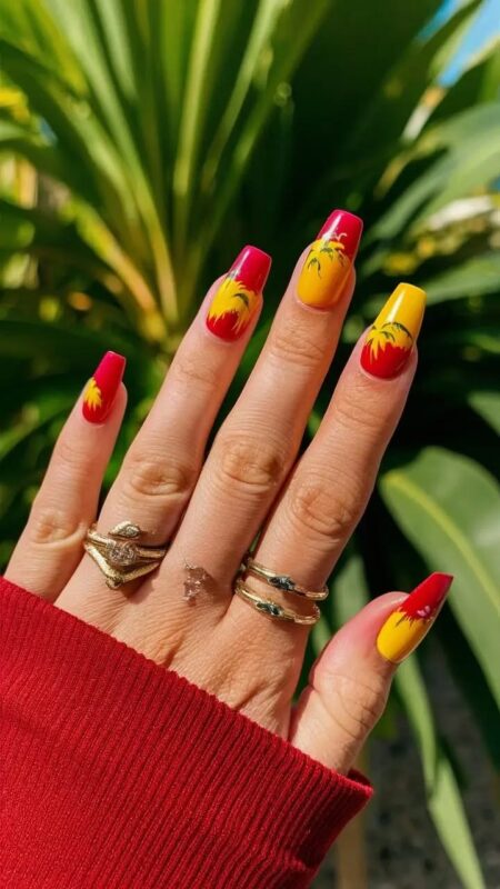 Tropical Sunset Nails