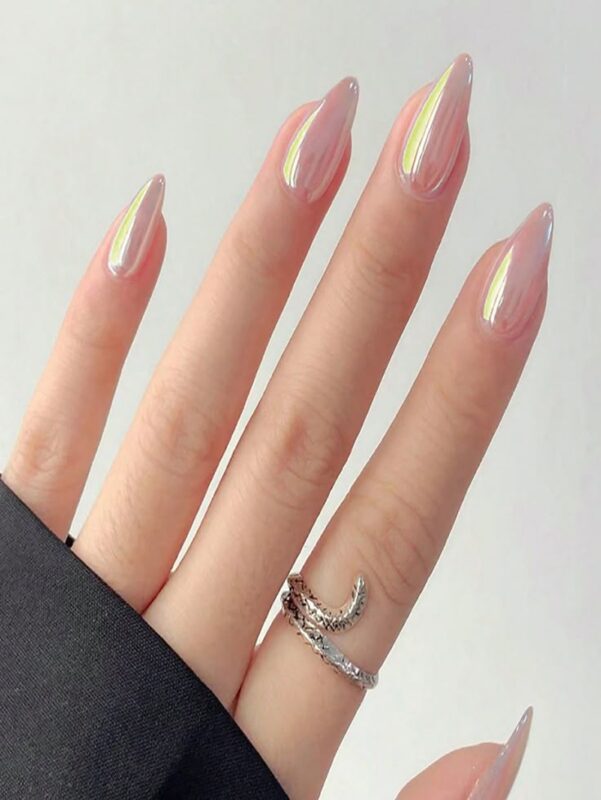 Holographic chrome nails