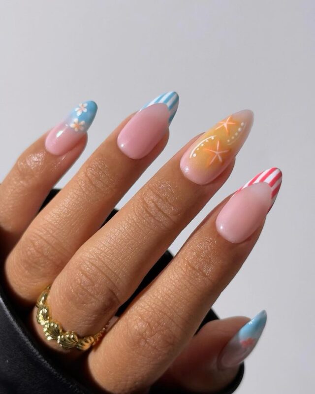 Beachy Sand and Sea Nails
