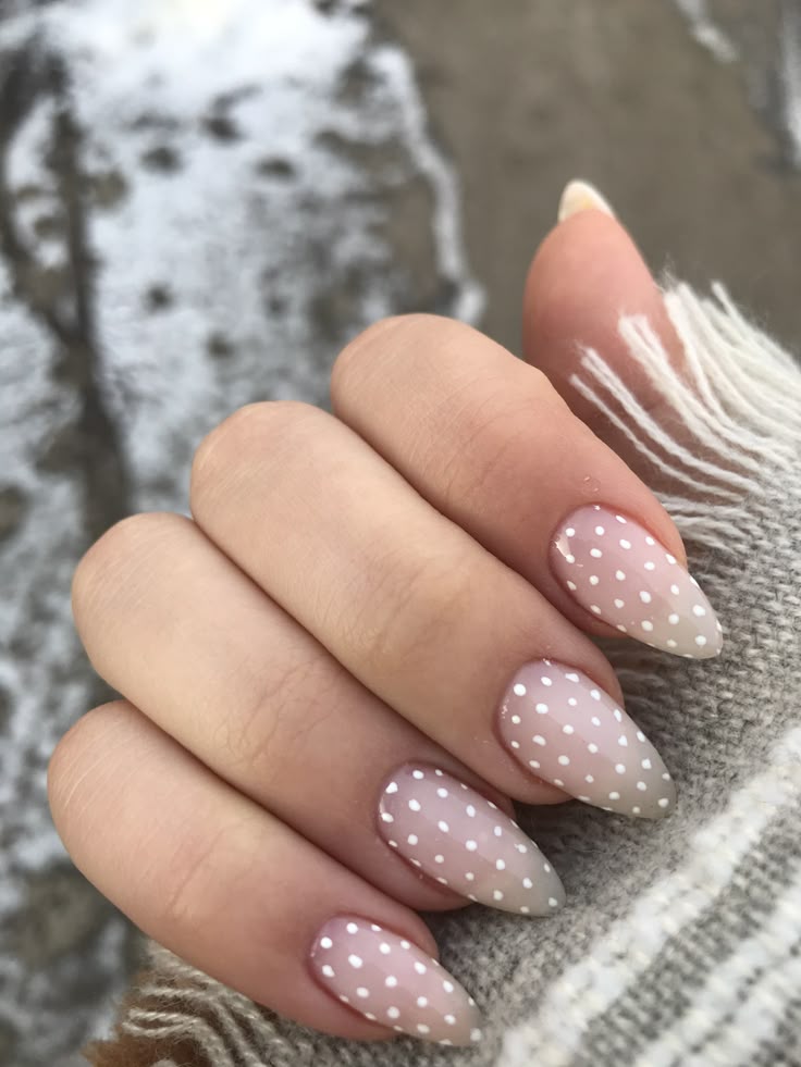 Clear Nails with White Dots
