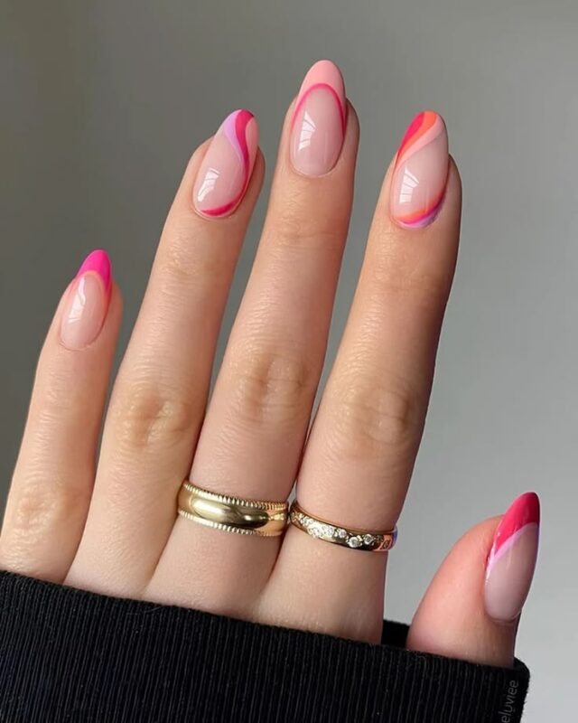 Coral Base with Pink Swirls