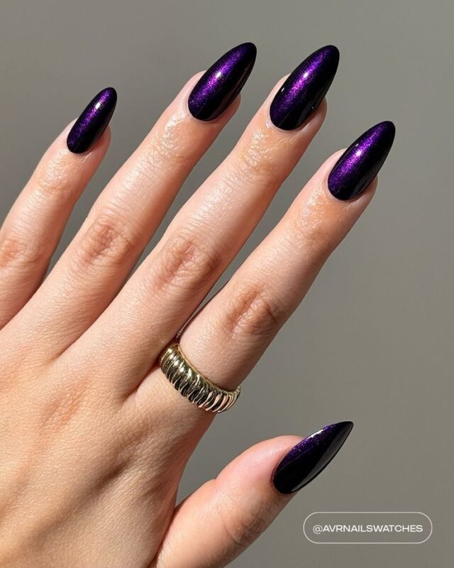 Dark purple chrome nails