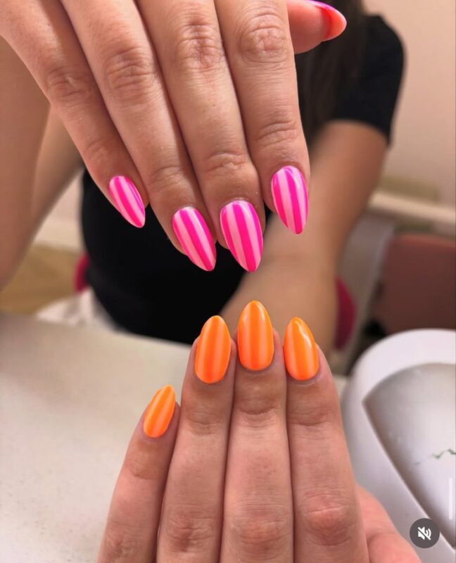 Hot Pink and Sunset Orange Stripes