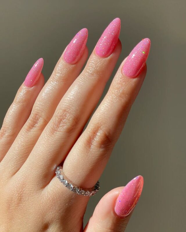 Light Pink Glitter Nails