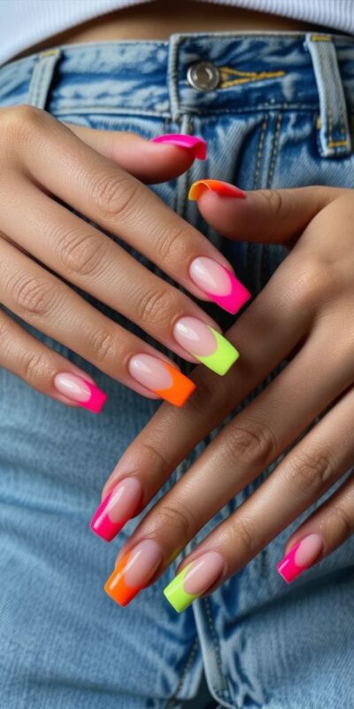 Neon Gradient Nails