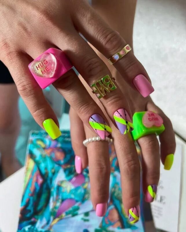 Neon Stripes and Geometric Designs