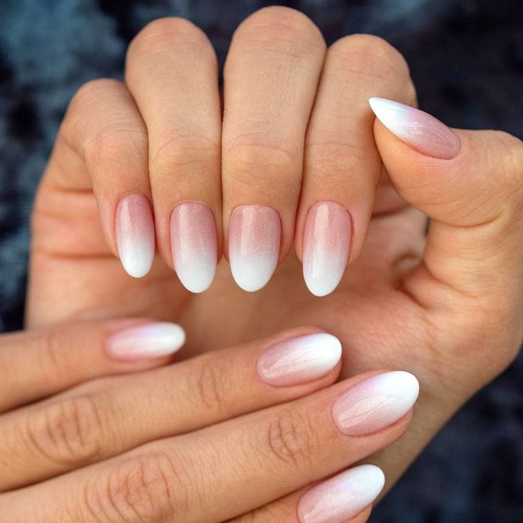 Ombré Pink and White Nails