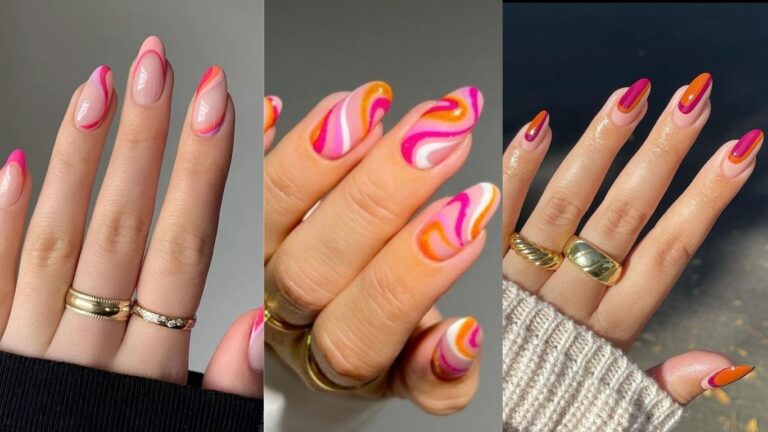 pink and orange summer nails