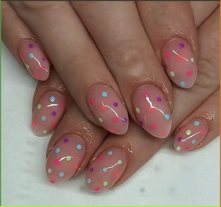 Nude Nails with Polka Dots