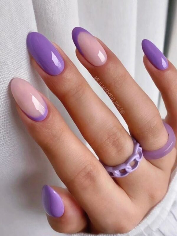 Purple Reverse French Tips