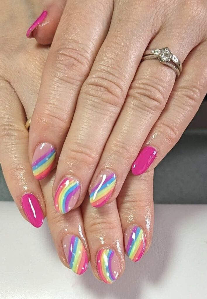 Rainbow Stripes Beautiful Nails