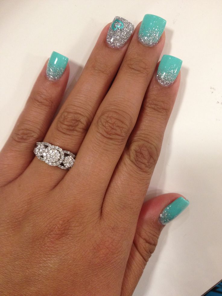Seafoam Green & Silver Nails