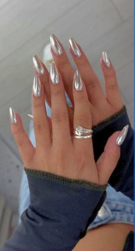 Silver Chrome Nails
