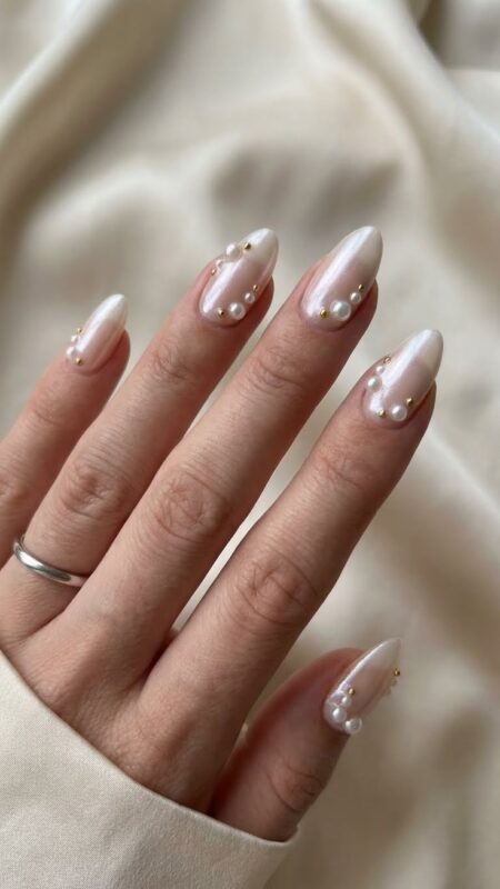White Embellished Nails