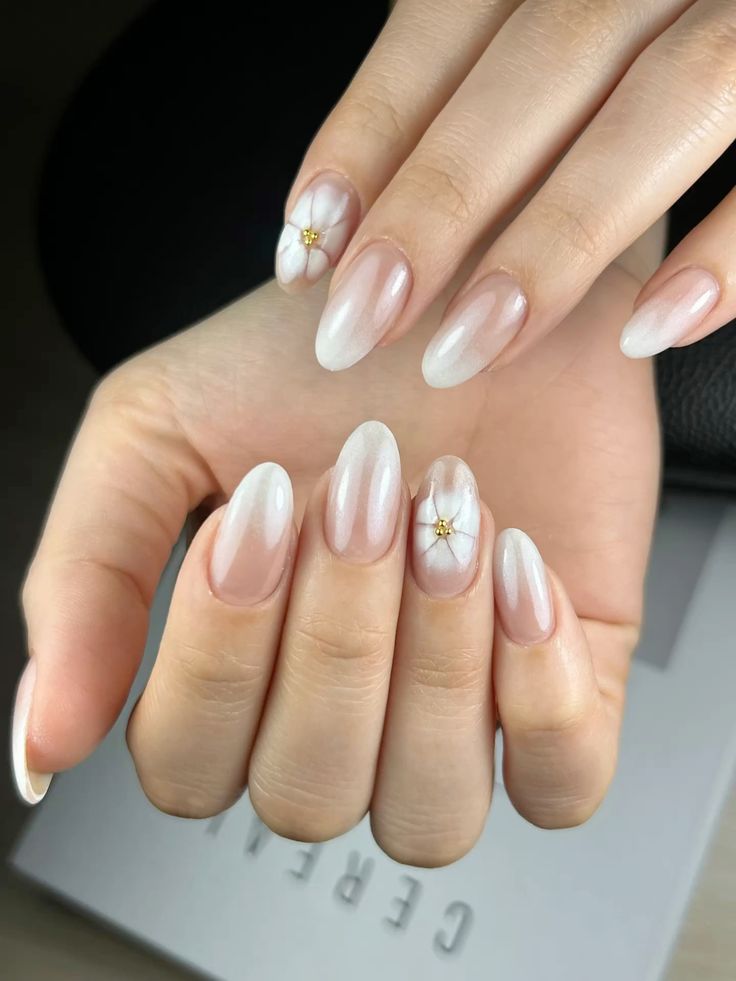 soft milky white base, 3D chrome accents