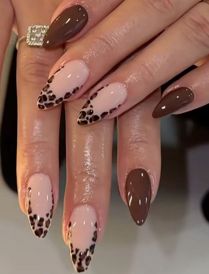 Animal print chrome nails