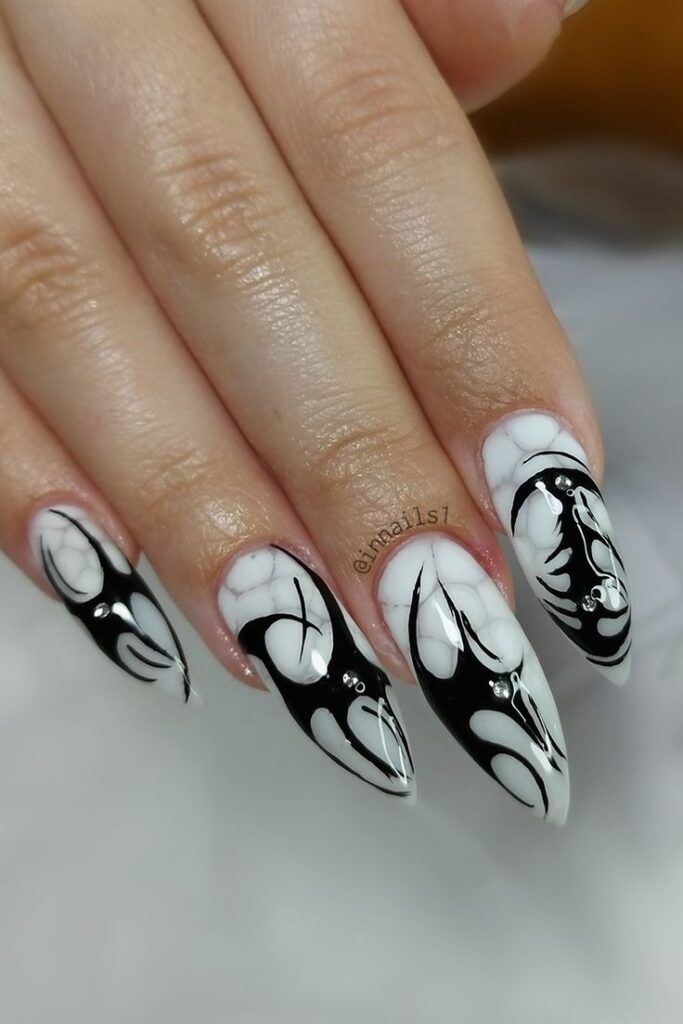 Black Streaks on White Base