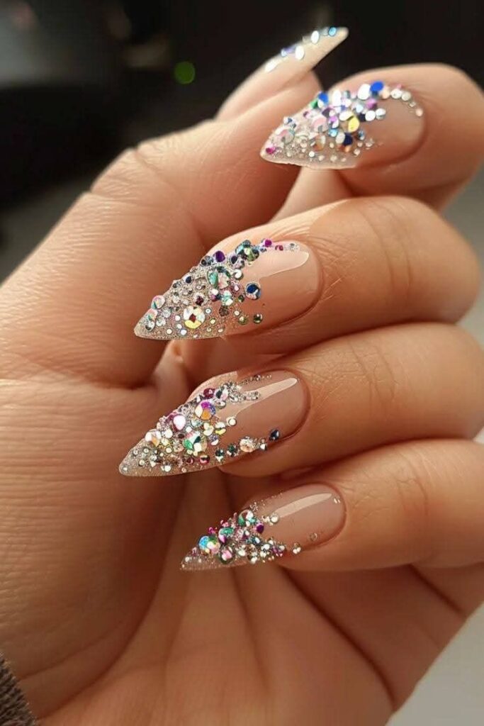 Diamond-inspired sparkle nails