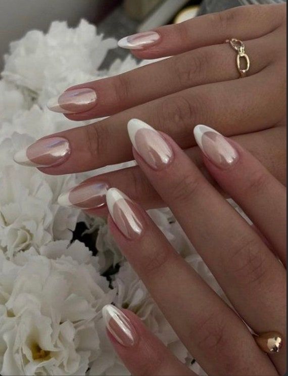 French tip chrome nails