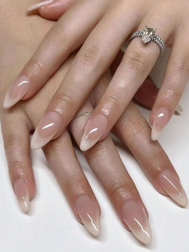 French Tips with a soft milky white base