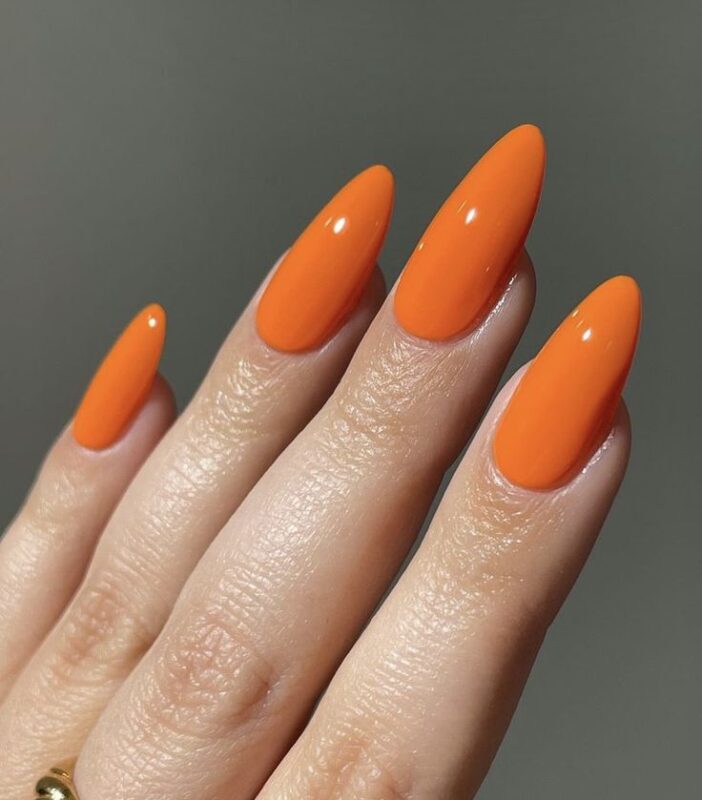 Glossy Tangerine Nails