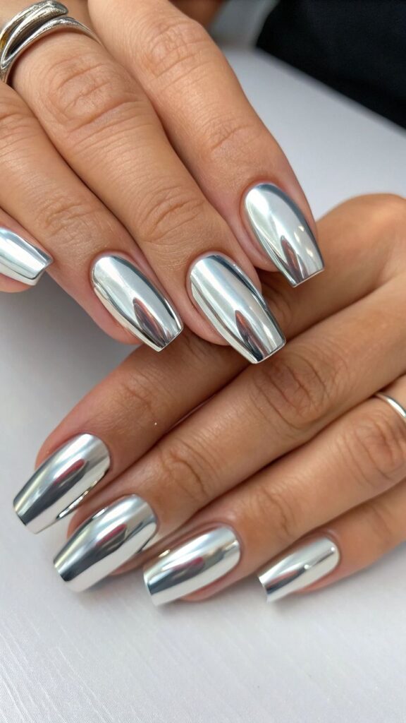 Half and half Ombre chrome nails