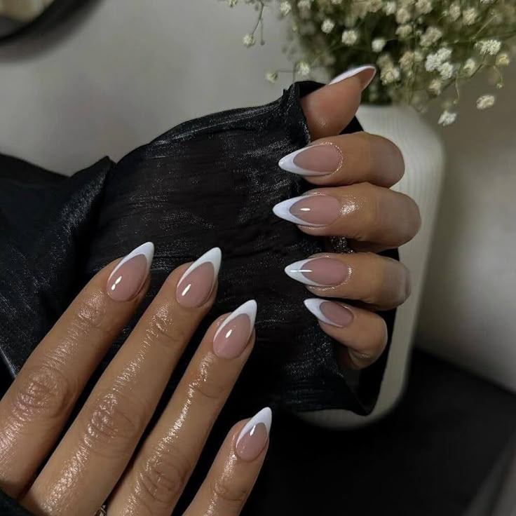 Modern French Manicure Almond for summer