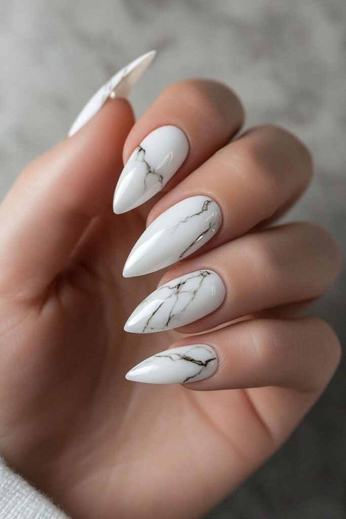 Marble Almond Nails