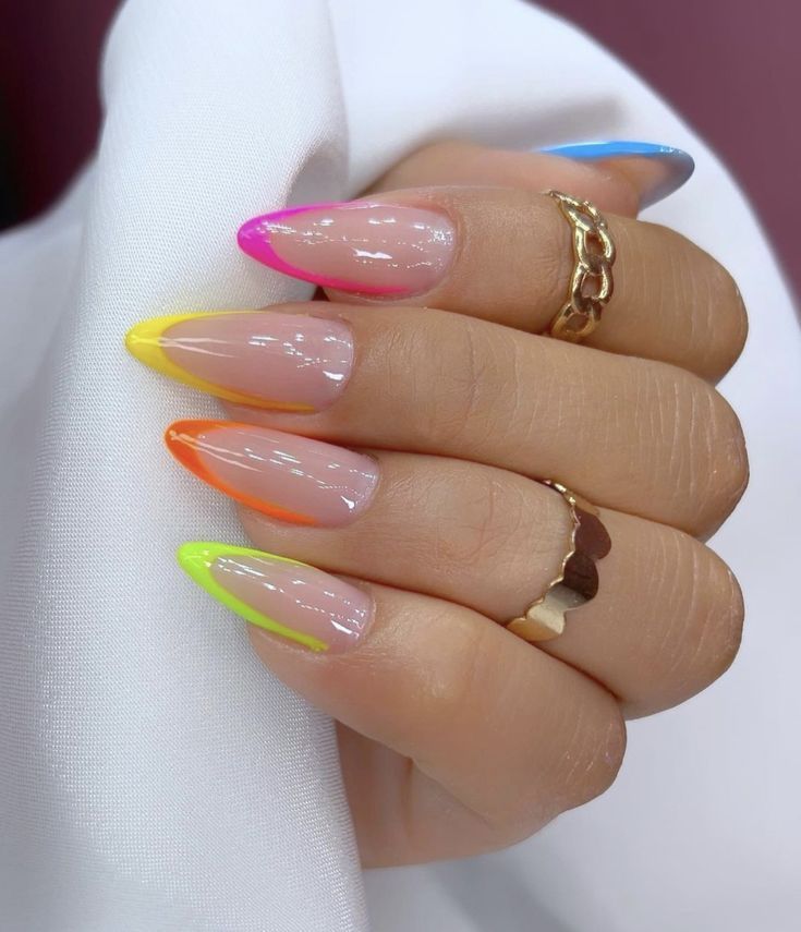 neon chrome nails
