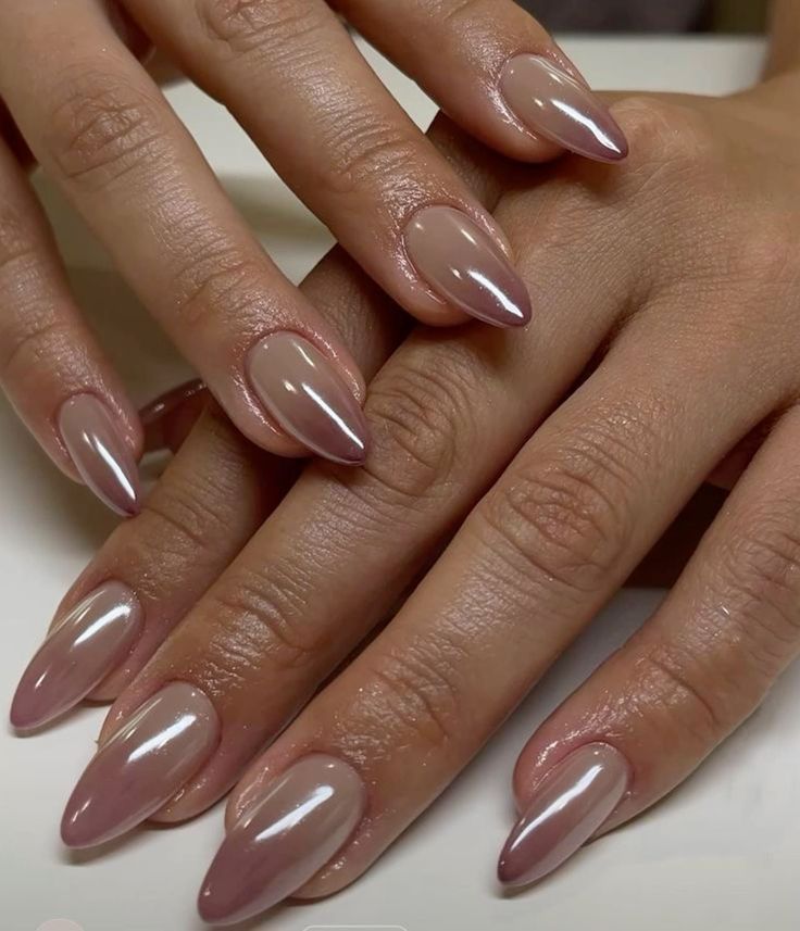 Nude Ombre chrome nails