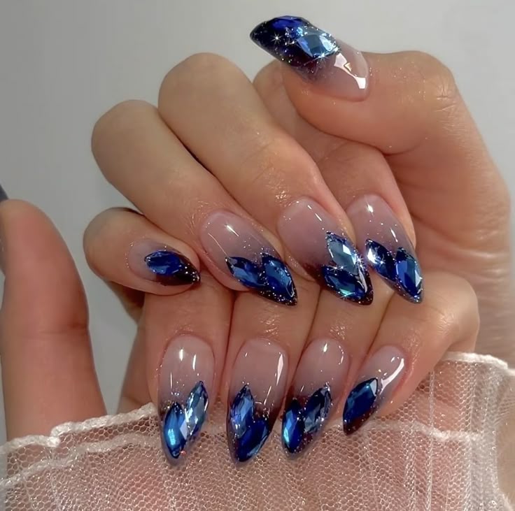 Sapphire Blue Gemstone Nails