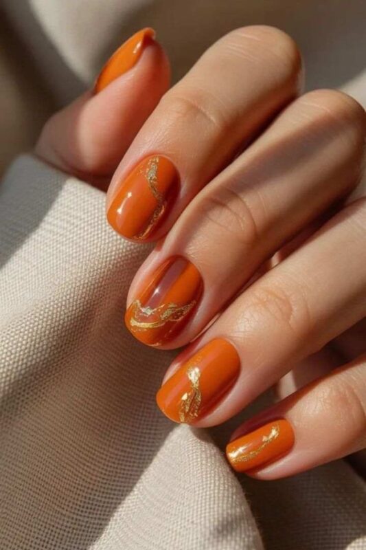 Seasonal themes incorporate orange into your nails