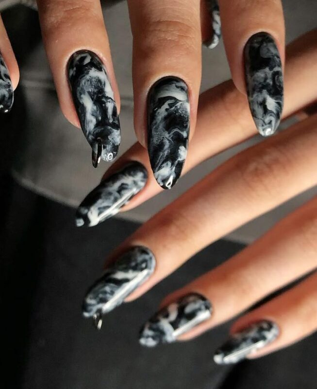 Black Marble Luxe Nails
