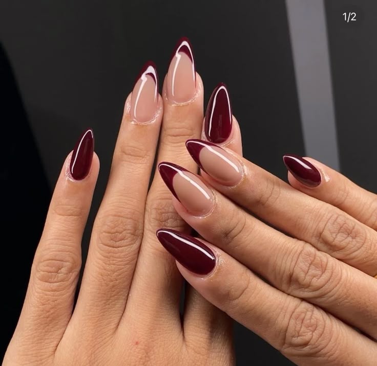 Bordeaux & Blush Duo winter nails