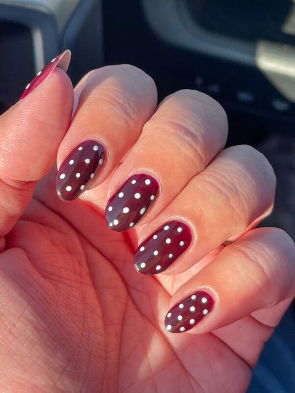 Cherry Dot Snowfall on Short Nails