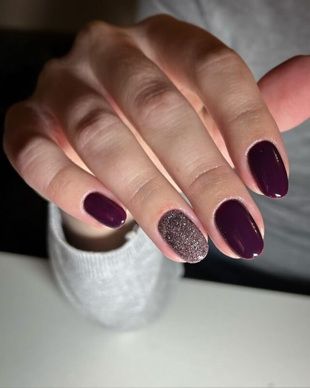 Dark Plum Ombre with Sparkling Micro-Dots