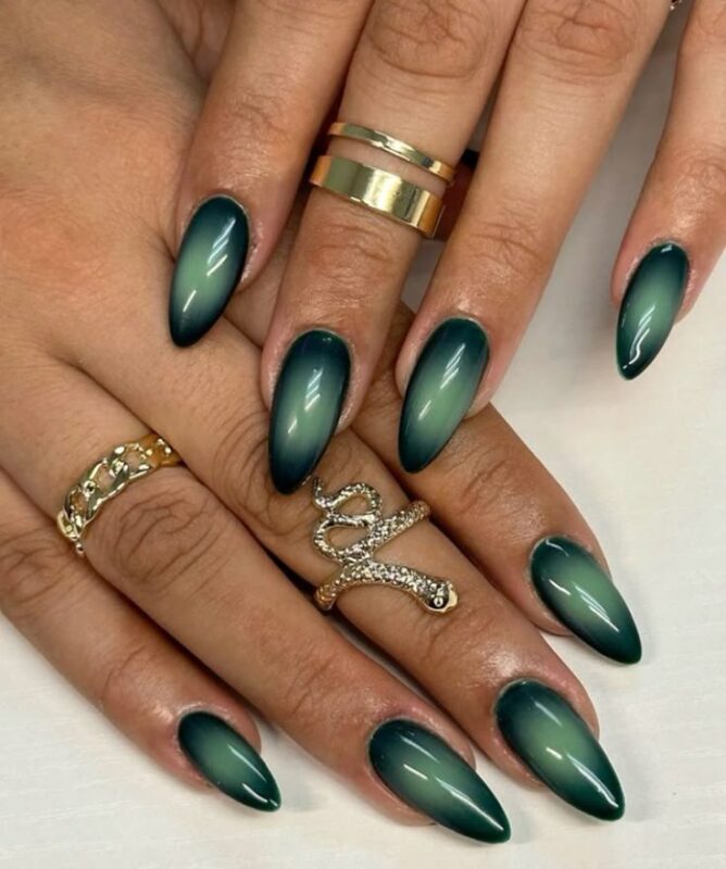 Emerald Aurora Nails