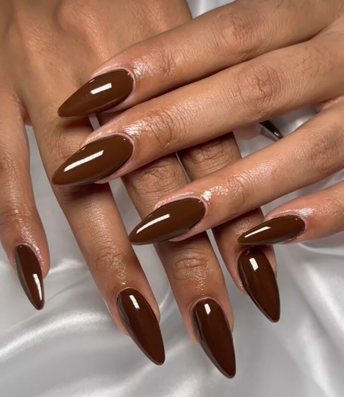 Espresso Brown Chrome Nails