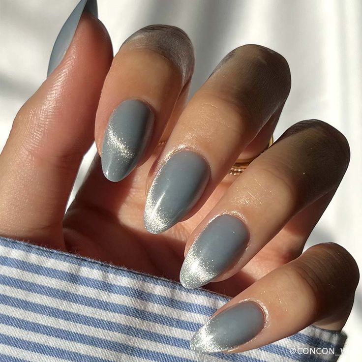 Frosted Mocha Blue Nails